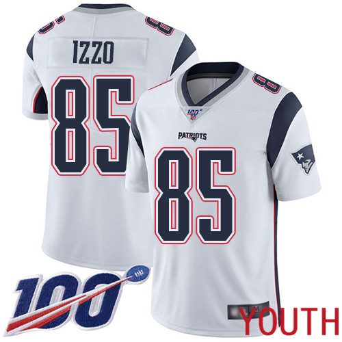 New England Patriots Football #85 Vapor Untouchable 100th Season Limited White Youth Ryan Izzo Road NFL Jersey